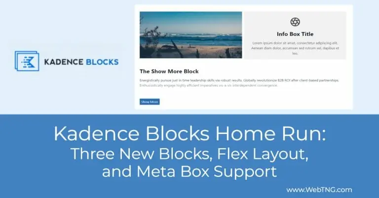 kadence blocks home run