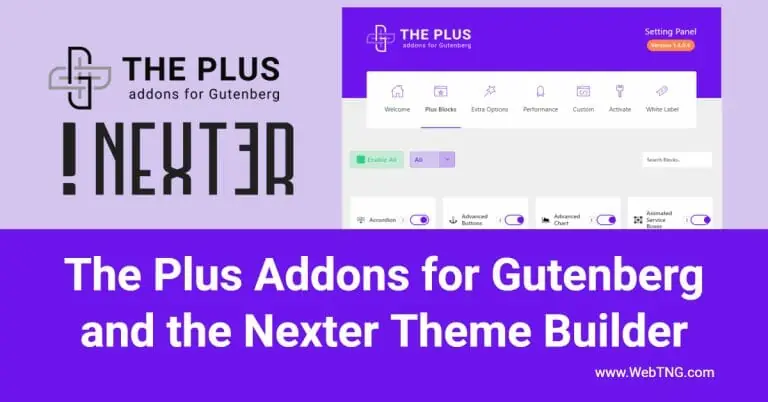 the plus addons for gutenberg and nexter theme