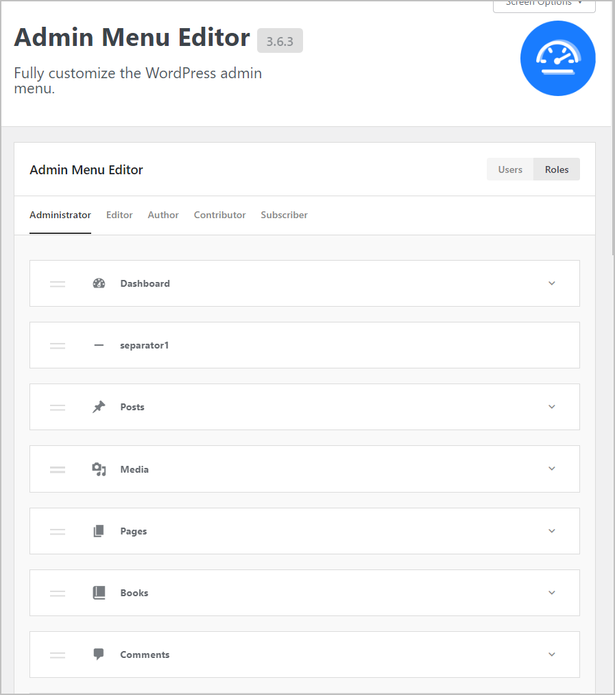 admin menu editor