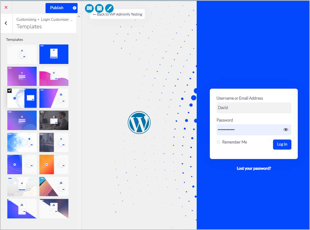 adminify login screen templates