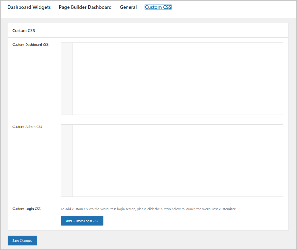 area for custom css