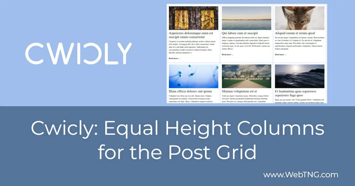cwicly equal height columns for the post grid
