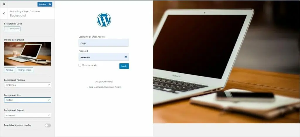 example login screen customizaation