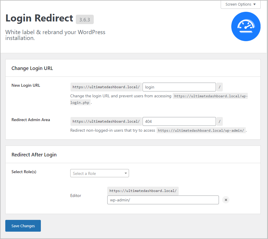 login redirect options