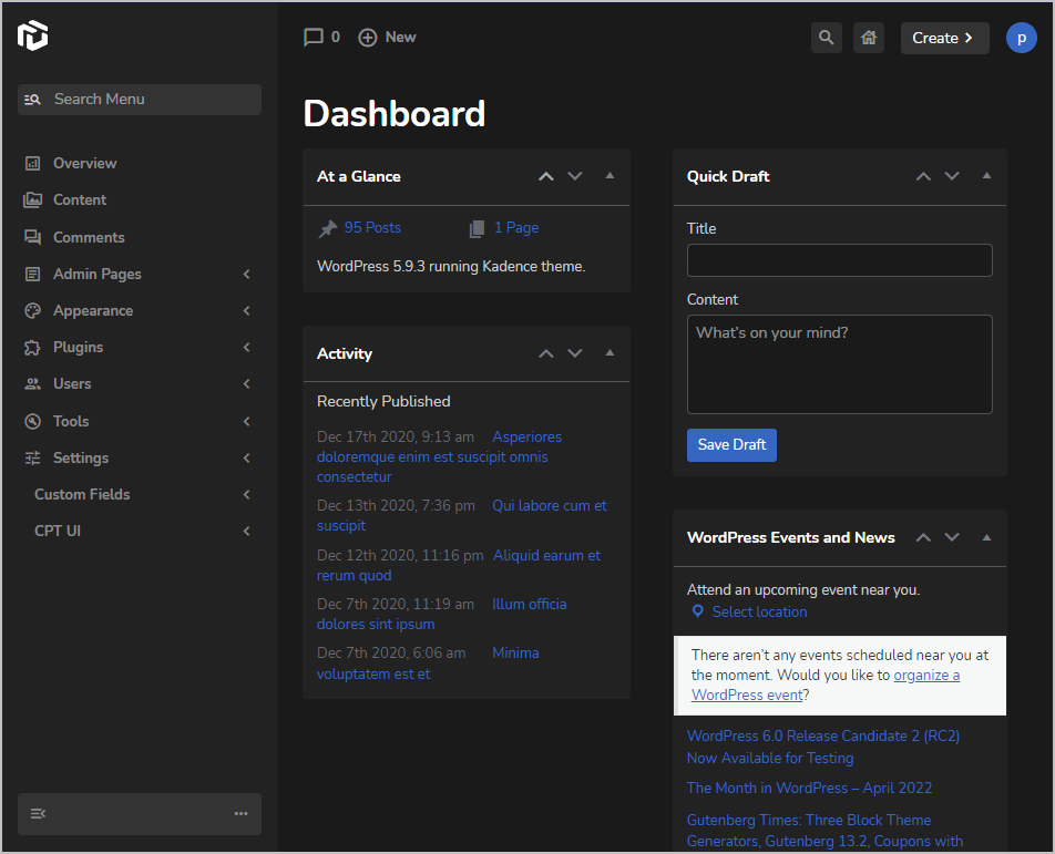 uipress admin for editor same as admin