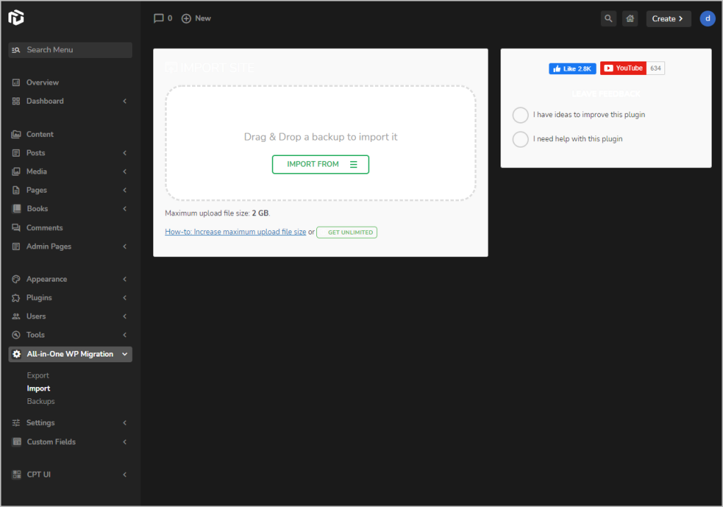 uipress aiowpm interface