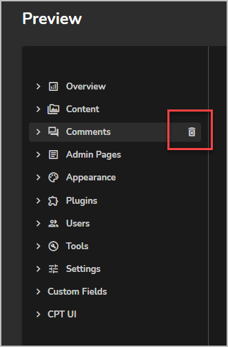 uipress deleting menu items