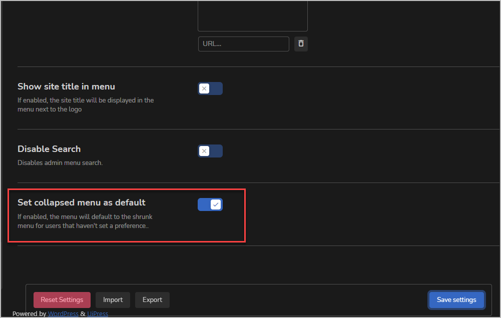 uipress menu collapsed option