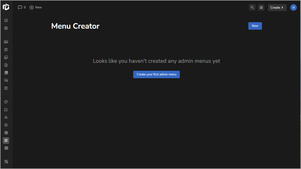 uipress menu editor starting screen