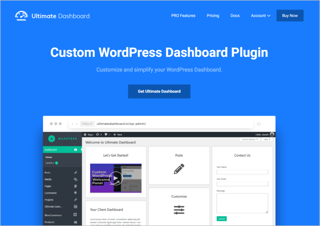 ultimate dashboard home page