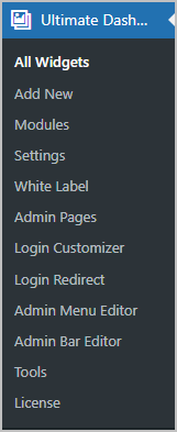 ultimate dashboard top menu items