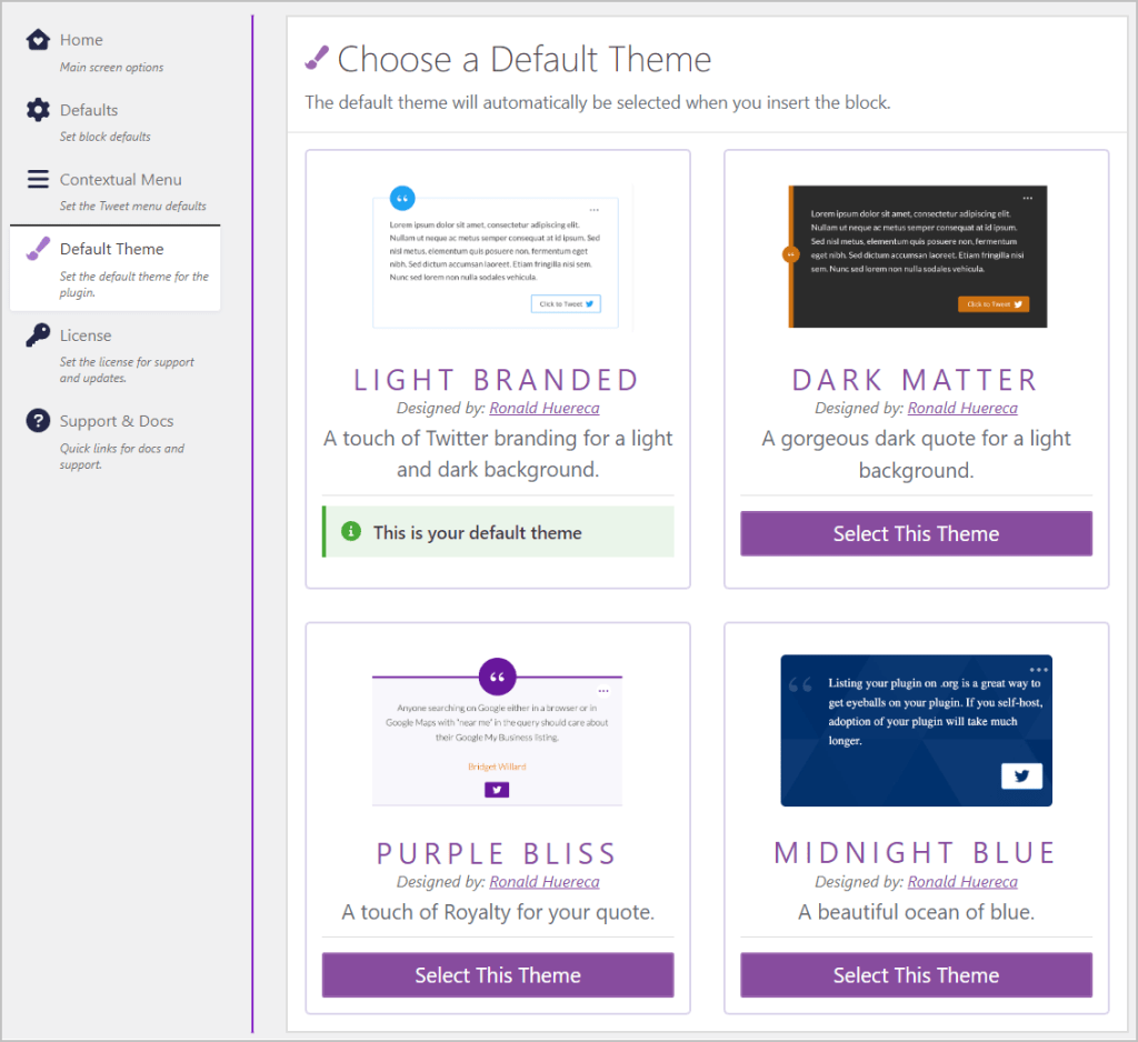 choose default theme settings