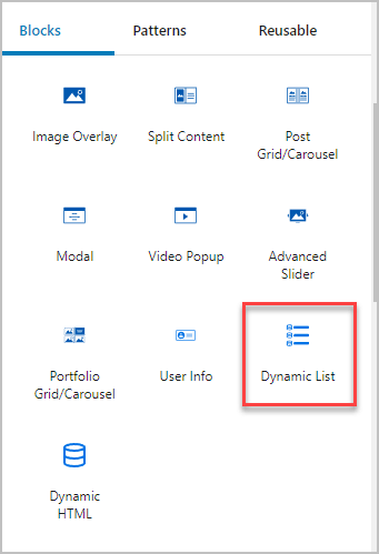 dynamic list block showing in list