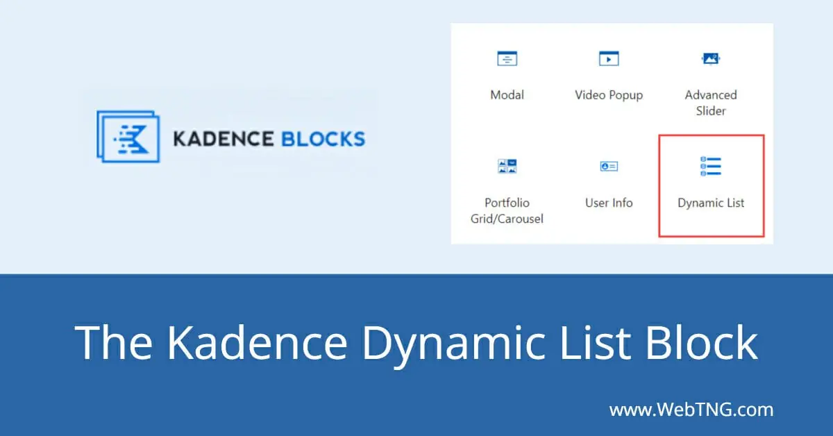 kadence dynamic list block
