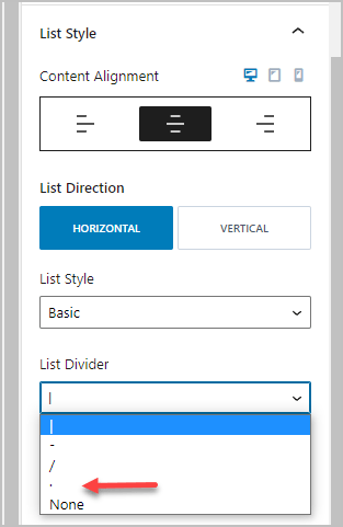 list separator options