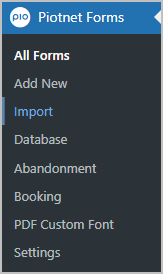 piotnet forms admin menu
