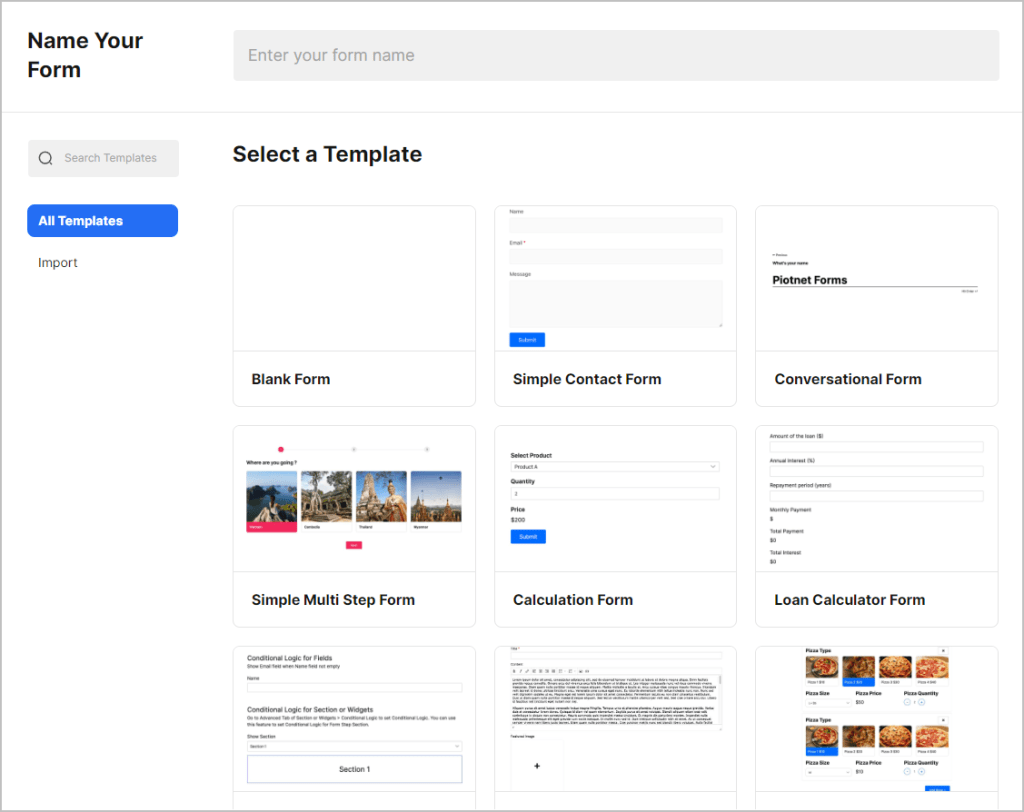 piotnet forms starter forms