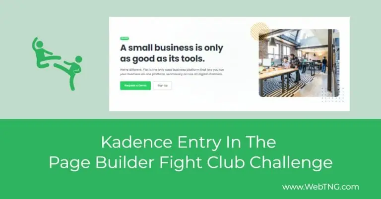 kadence entry in the page builder fight club challenge