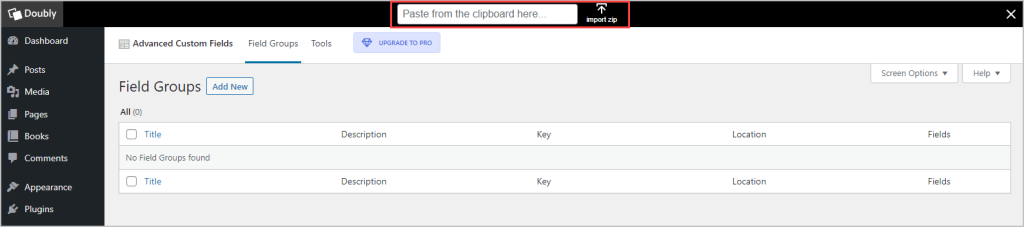 paste acf field group