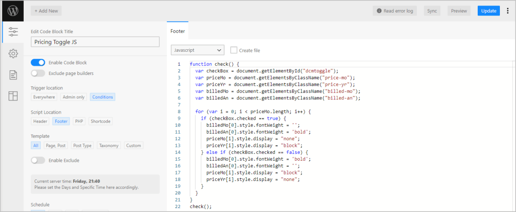 pricing table js
