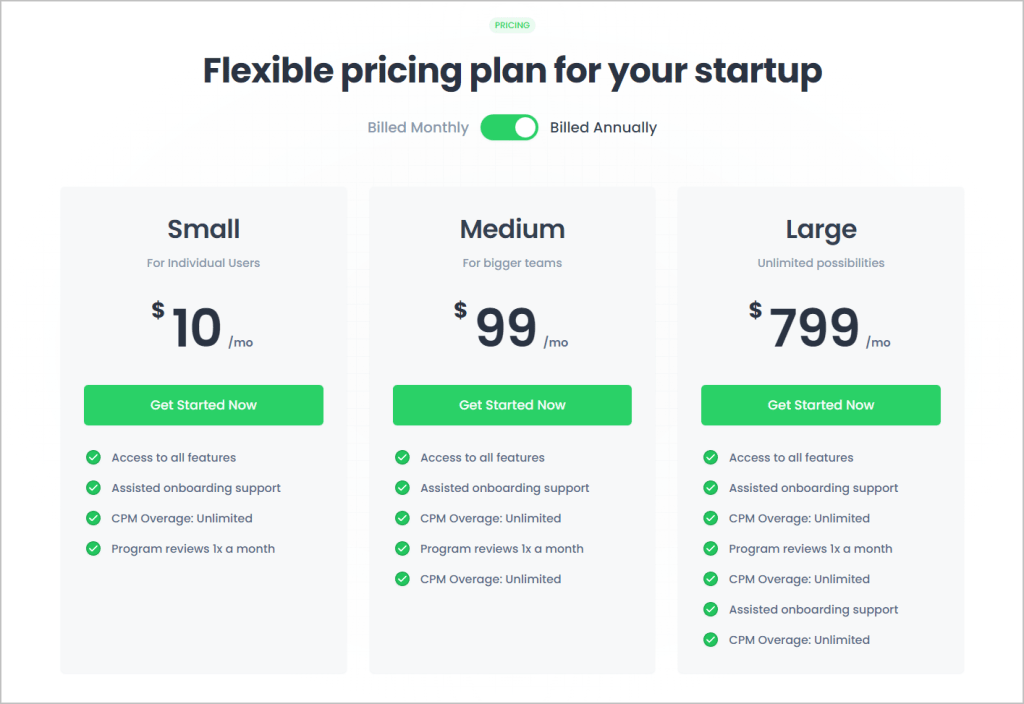reference pricing table
