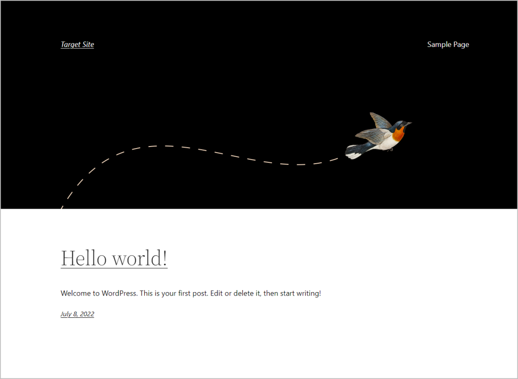 target site home page