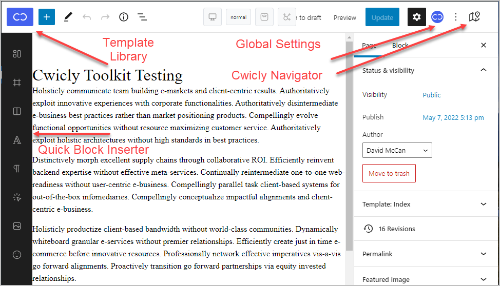 cwicly in the editor one