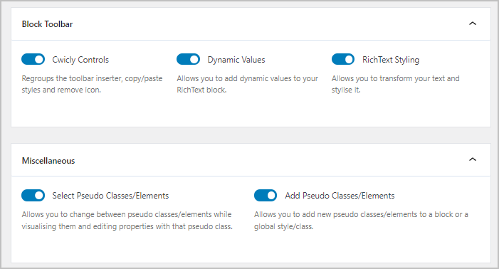 role editor block toolbar and misc