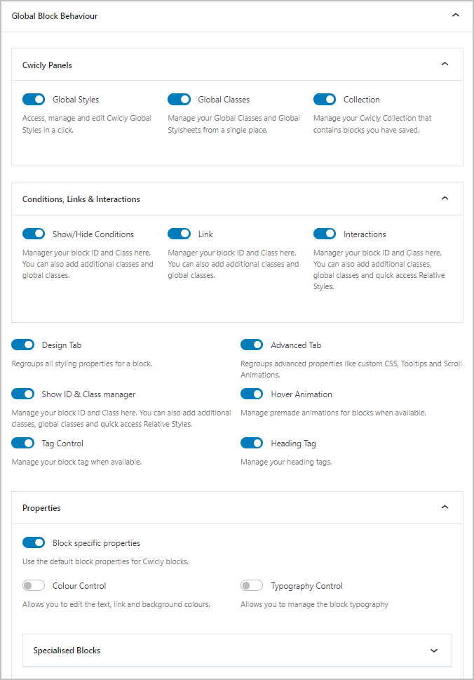 role editor global block behavior