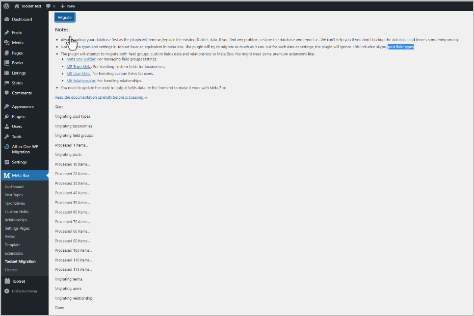 migration done