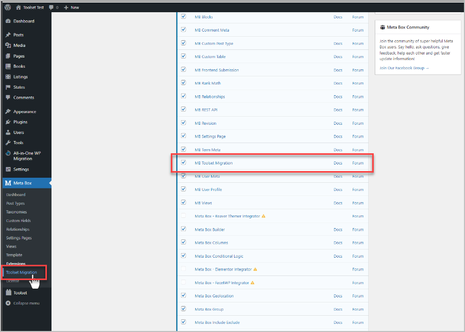 toolset migration extension
