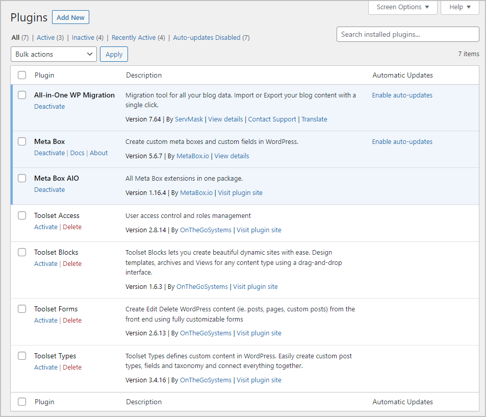toolset plugins disabled