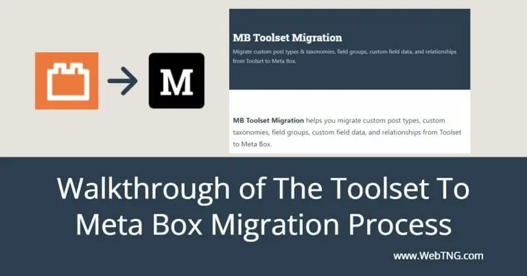 walkthrough of the toolset to meta box migration process