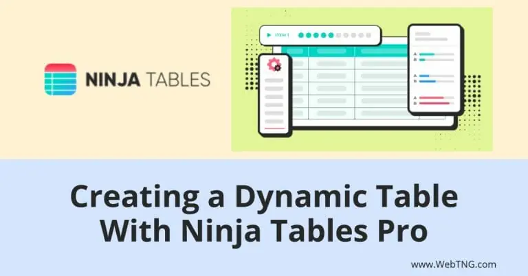 creating a dynamic table with ninja tables pro