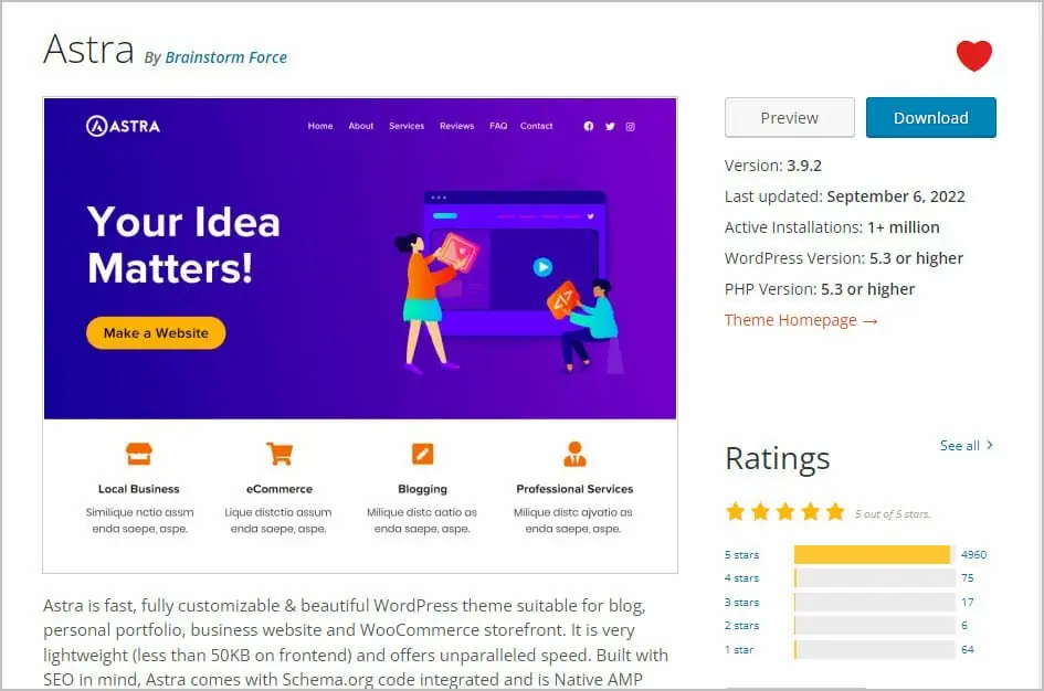 free astra theme