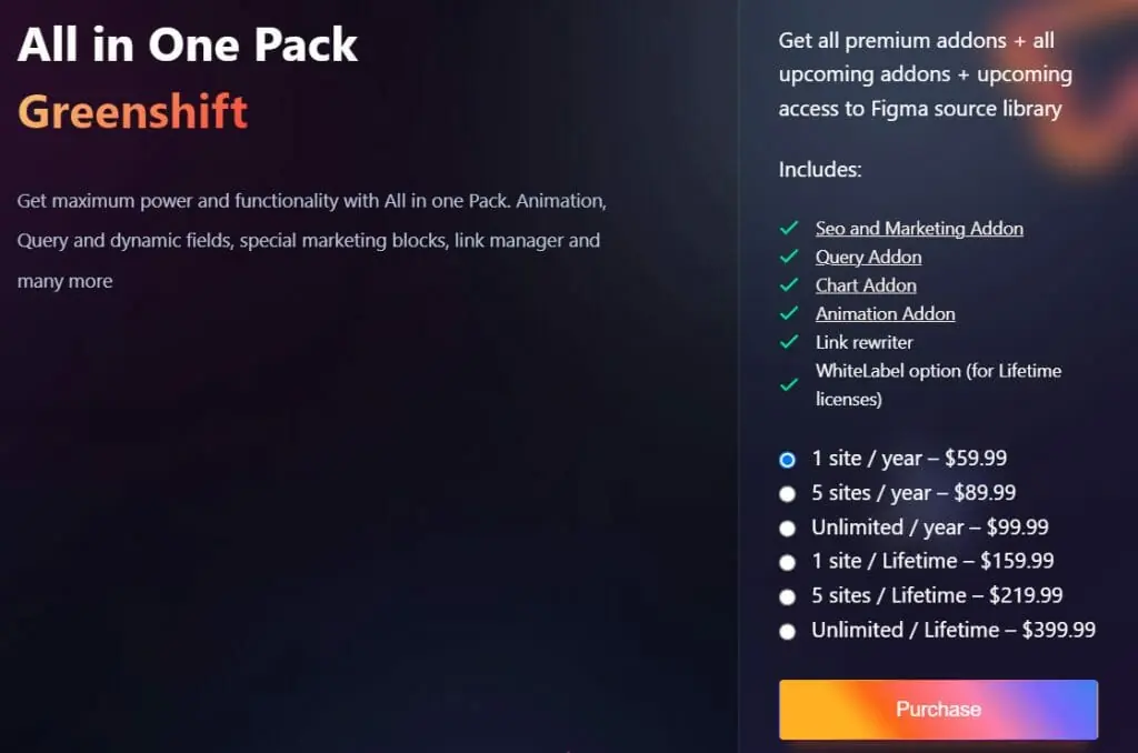 greenshift all in one packages