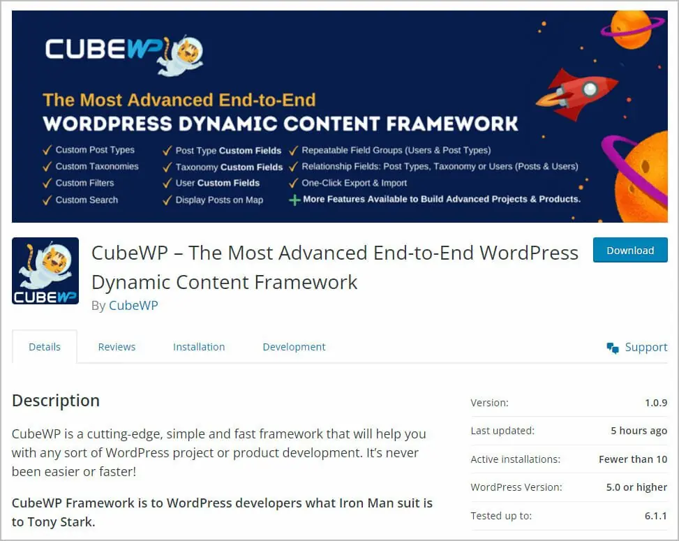cubewp in the wp org directory