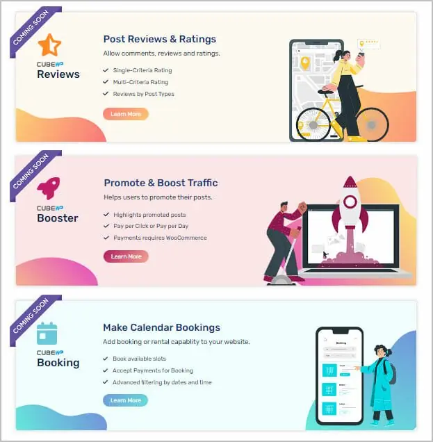 three cubewp extensions coming soon