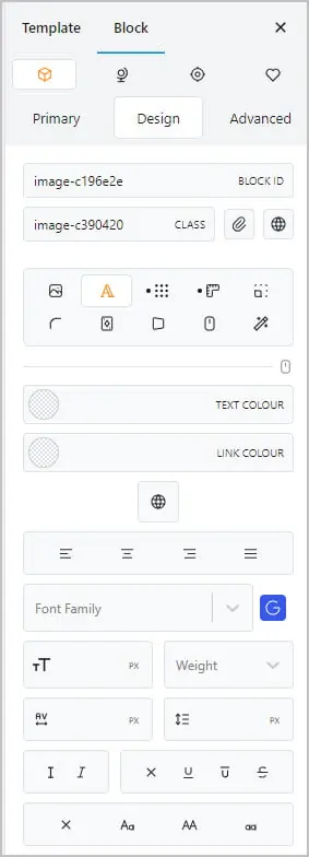 cwicly block settings design tab