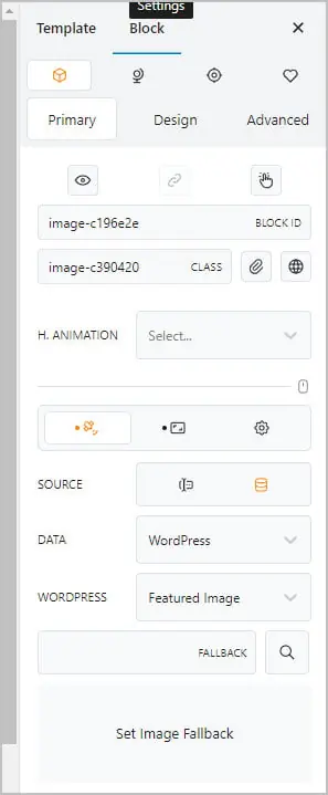 cwicly block settings primary tab