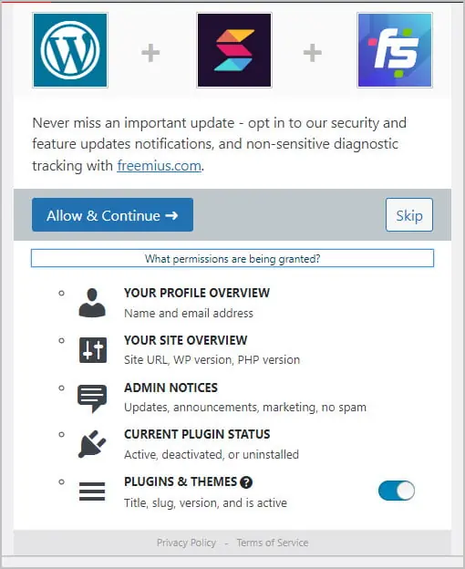 freemius old opt in screen expanded