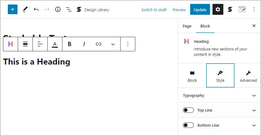 stackable block options style tab