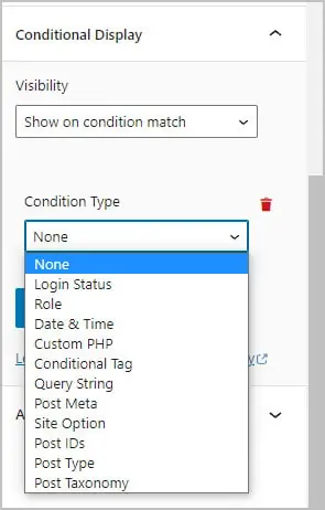 stackable conditional display panel