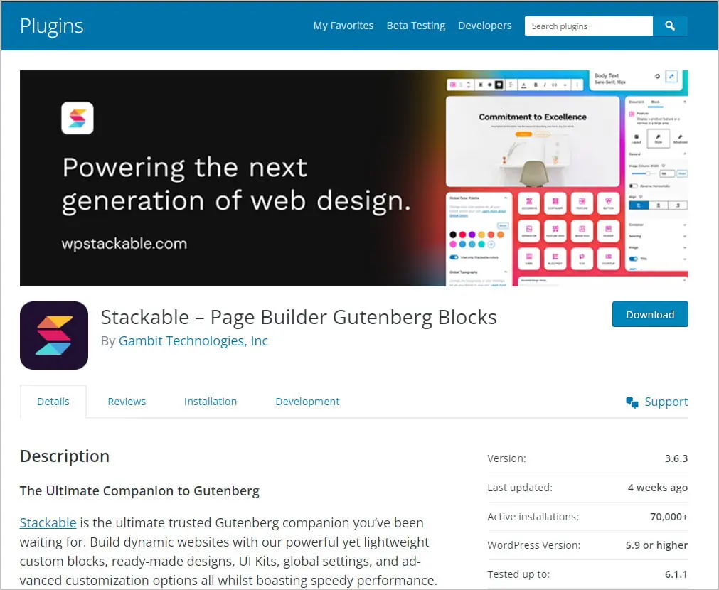 stackable on wp org
