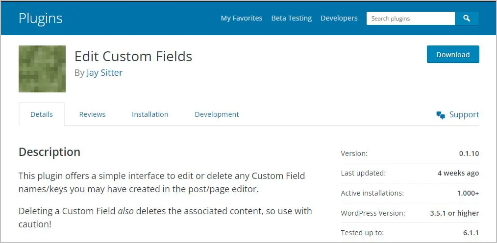 edit custom fields on wp org