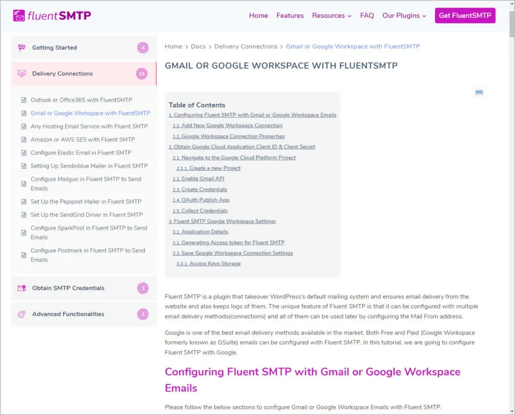 fluentsmtp document library
