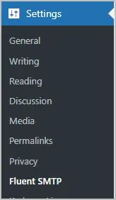 fluentsmtp settings menu