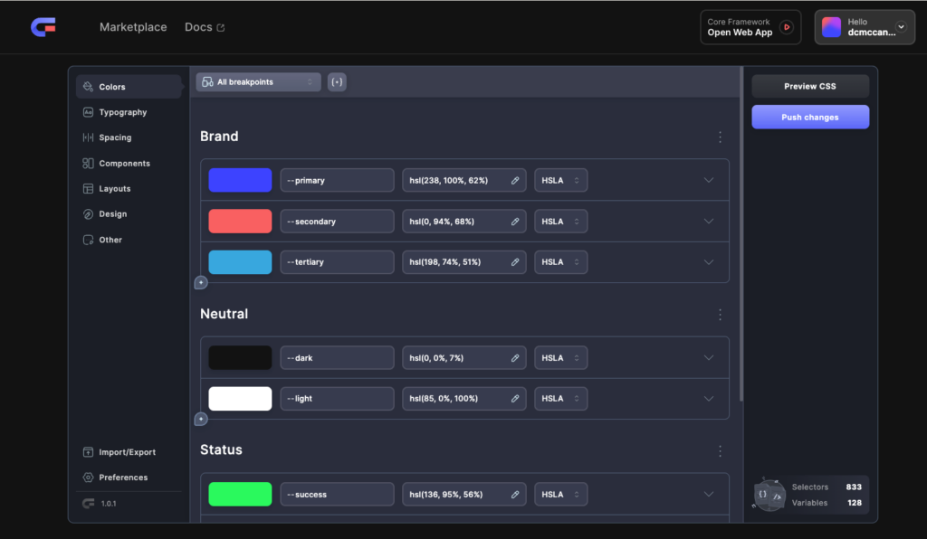 core framework web app