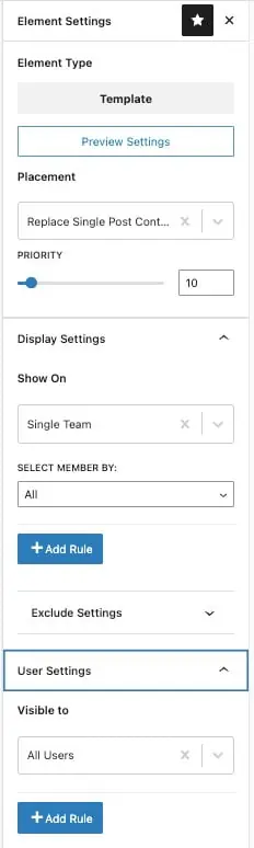 element settings