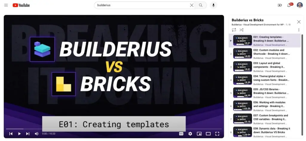 builderius vs bricks videos